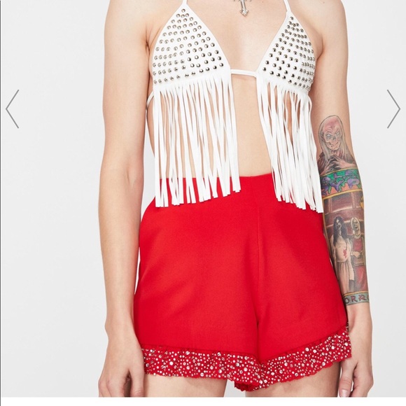 A size small pair of red shorts with rhinestones - Picture 3 of 8